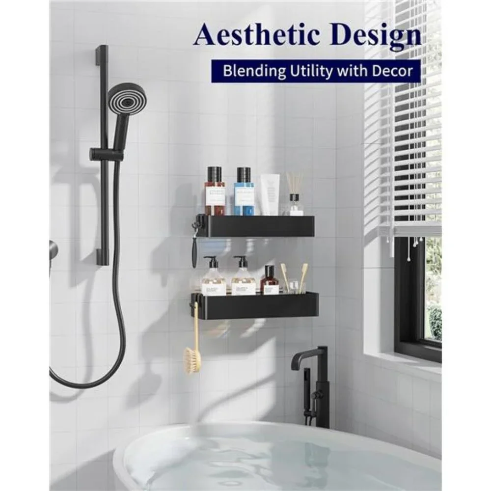 Large Shower Caddy 2 Pack Adhesive Bathroom Organizer Rustproof Stainless Steel
